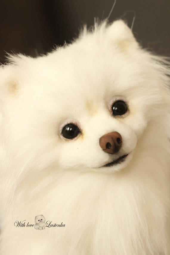 made to order Artist Stuffed dog collectible toy OOAK  Spitz. Puppy Pomeranian Eva