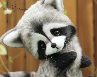 アライグマのぬいぐるみ：手作りアライグマのぬいぐるみ - ジョニー