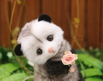 Possum Chloe stuffed toy. Handmade plush collectible  OOAK teddy bear