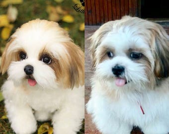 手作りシーズーぬいぐるみ：リアルなコレクター向けテディ犬の肖像画