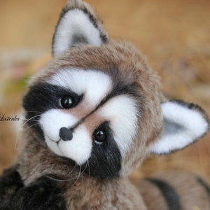 OOAK Raccoon Teddy Bear: Handmade Collectible Plush Art Doll