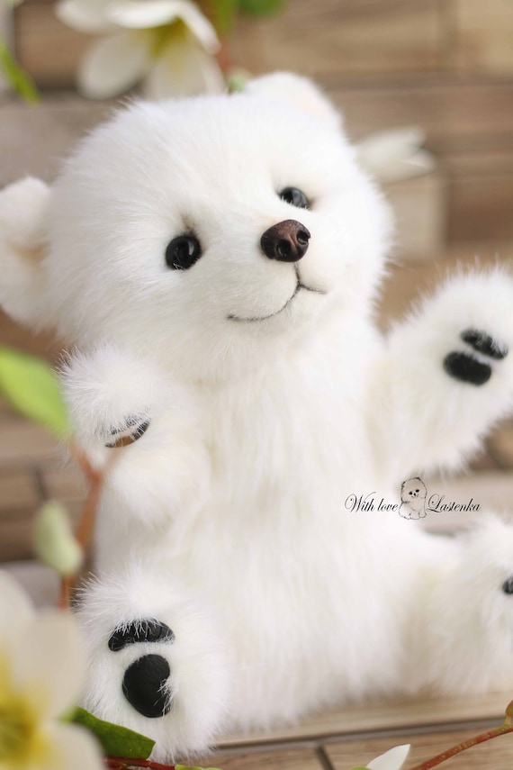 Polar Bear Ice Cube OOAK Artist Collectible Stuffed Teddy Bear