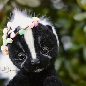 Skunk Flora OOAK realistic artist teddybear.  Stuffed collectible handmade plush toy. art doll best gift for her (made to order)