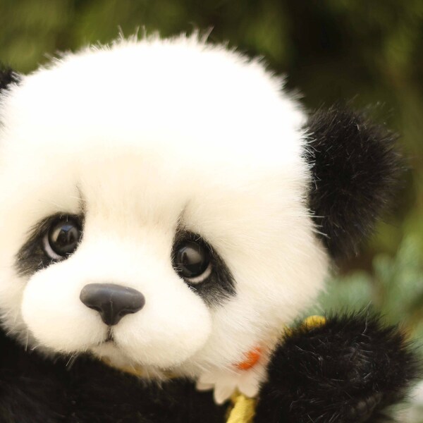 Orsetto di peluche panda OOAK: orsetto di peluche da collezione fatto a mano