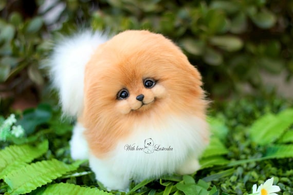 ポメラニアン・スピッツの子犬：リアルなぬいぐるみ犬、OOAK