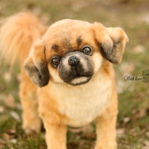 Tibetan Spaniel Kayla Portrait Realistic dog OOAK artist collectible teddy dog handmade plush toy Portrait pet  (Made to Order)