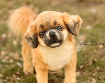 Tibetan Spaniel Portrait: Realistic Handmade Plush Dog (Made to Order)