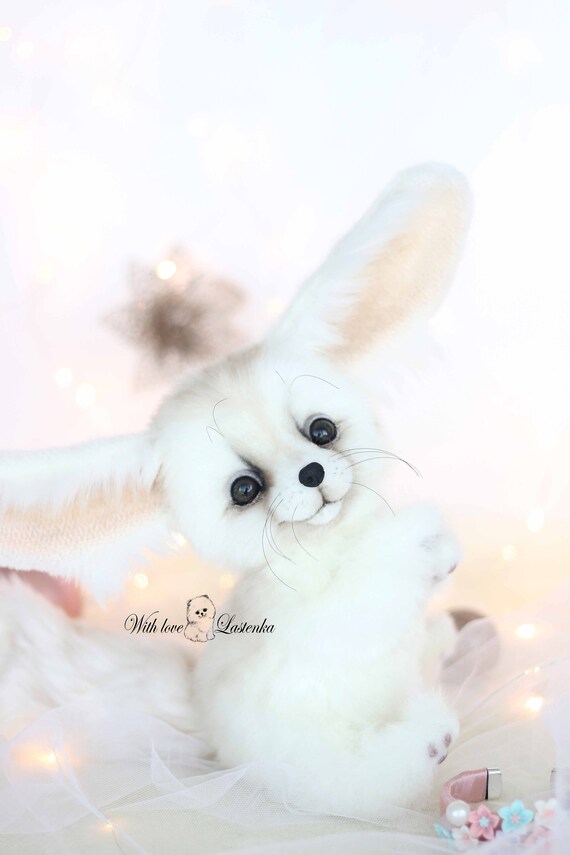 手作りフェネックギツネのぬいぐるみ：OOAKコレクタブルぬいぐるみ