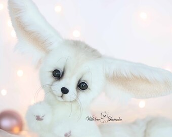 手作りフェネックギツネのぬいぐるみ：OOAKコレクタブルぬいぐるみ