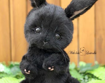 テディベア　黒いウサギ　ぬいぐるみ　玩具　レトロ　アーティストベア アーティストテディバニーぬいぐるみ：黒のコレクター向けぬいぐるみ