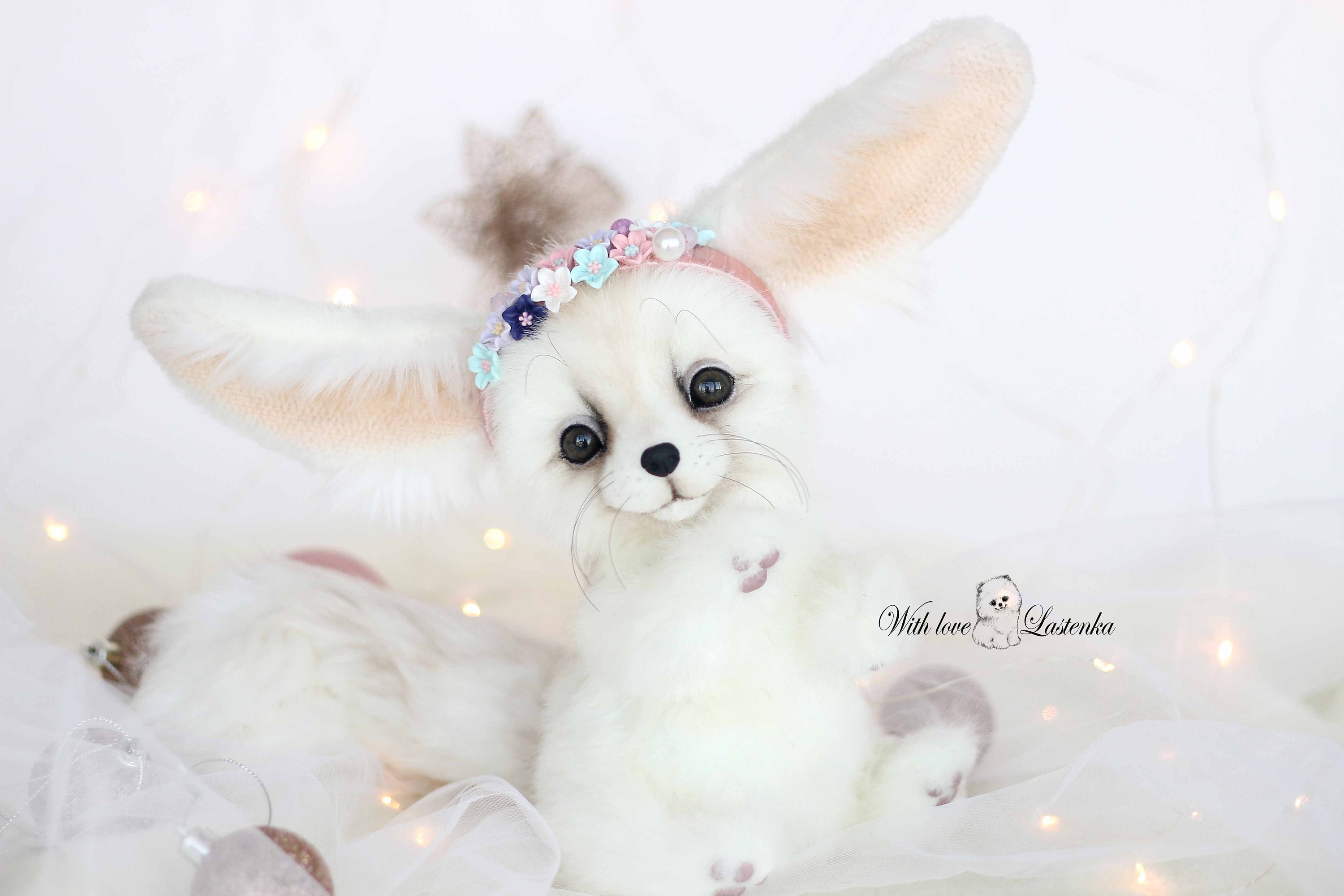 手作りフェネックギツネのぬいぐるみ：OOAKコレクタブルぬいぐるみ