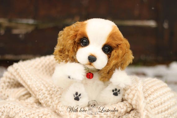 2020 Cute Simulated Lifelike Stuffed Plush Cavalier King Charles Spaniel Dog 