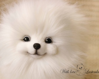 手作りのポメラニアンのぬいぐるみ：コレクター向けスピッツ犬アート