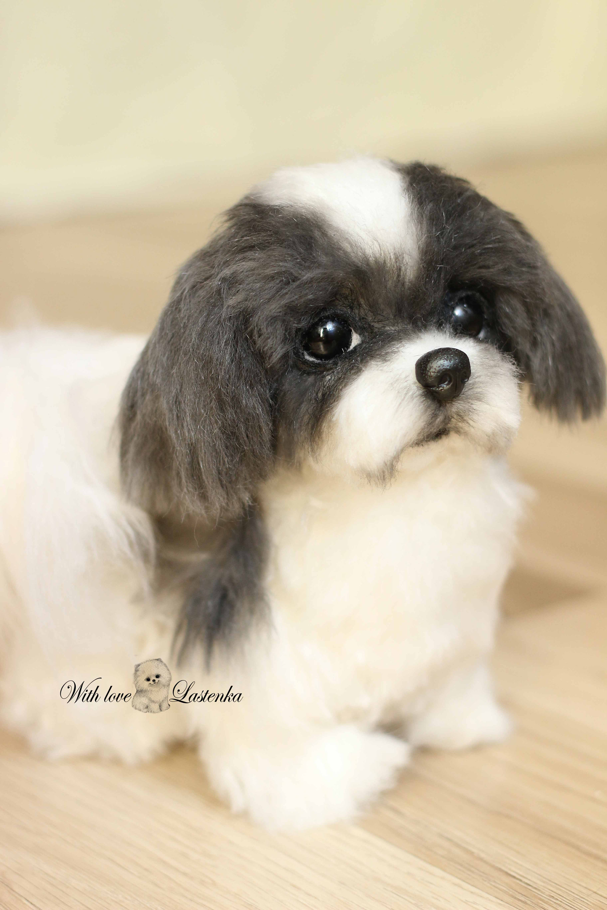 Shih Tzu Puppy Realistic Stuffed Dog Collectible Artist Toy OOAK Teddy Dog Portrait Pet Spitz Animal by Photo made to Order Etsy UK