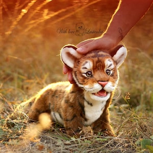 OOAK Handmade Tiger Cub Art Doll: Realistic Collectible Faux Fur Animal