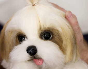 手作りシーズーぬいぐるみ：リアルなコレクター向けテディ犬の肖像画