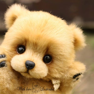 Teddy Bear cub Honey OOAK artist collectible stuffed teddy bear. Handmade toy cute realistic teddybear best gift for baby (made to order)