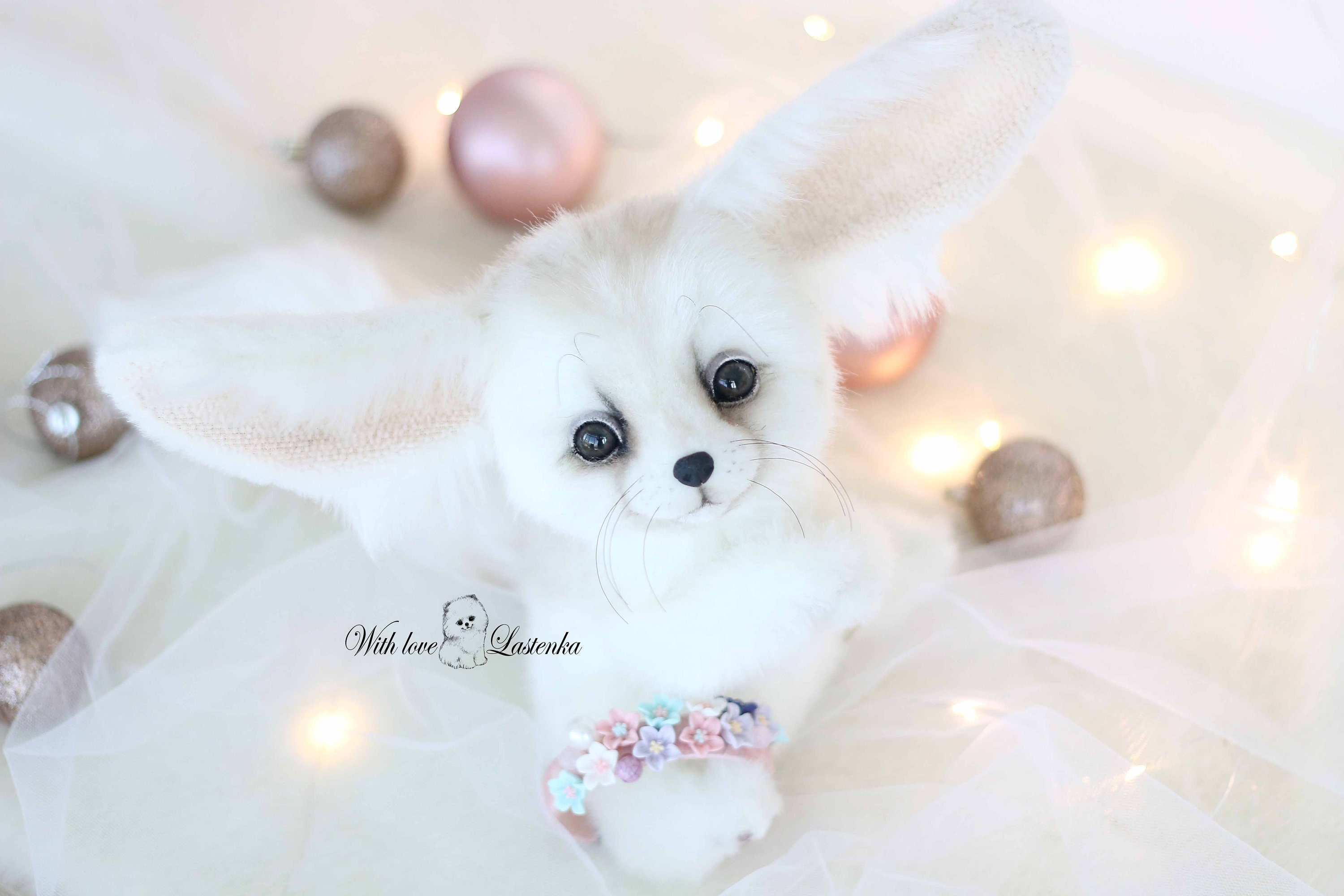 手作りフェネックギツネのぬいぐるみ：OOAKコレクタブルぬいぐるみ