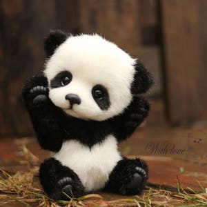 REALISTIC PLUSH PANDA, stuffed handmade soft toy, collectible ooak plush toys, cute stuffed bear toy for gifts (made to order)