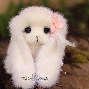 Bunny artdoll, stuffed wild animal, handmade toy, gift for her (made to order)