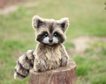 Realistic Raccoon Teddy Bear: Handmade Collectible Plush Art Doll