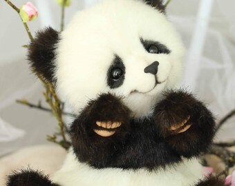 手作りパンダのぬいぐるみ：コレクター向けアーティストテディベア