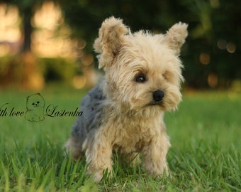 Yorkie Snickers Portrait Artist dog mohair collectible toy OOAK puppy Yorkshire Terrier pet handmade animal by photo (made to order)