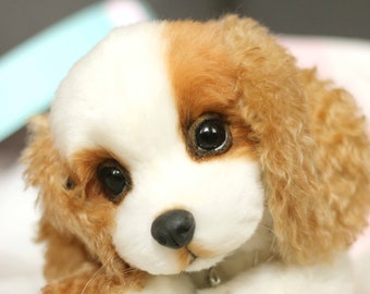 OOAK キャバリア・キング・チャールズ・スパニエルの子犬のぬいぐるみ
