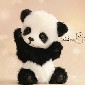 Panda de peluche realista hecho a mano: animal de peluche de piel sintética coleccionable