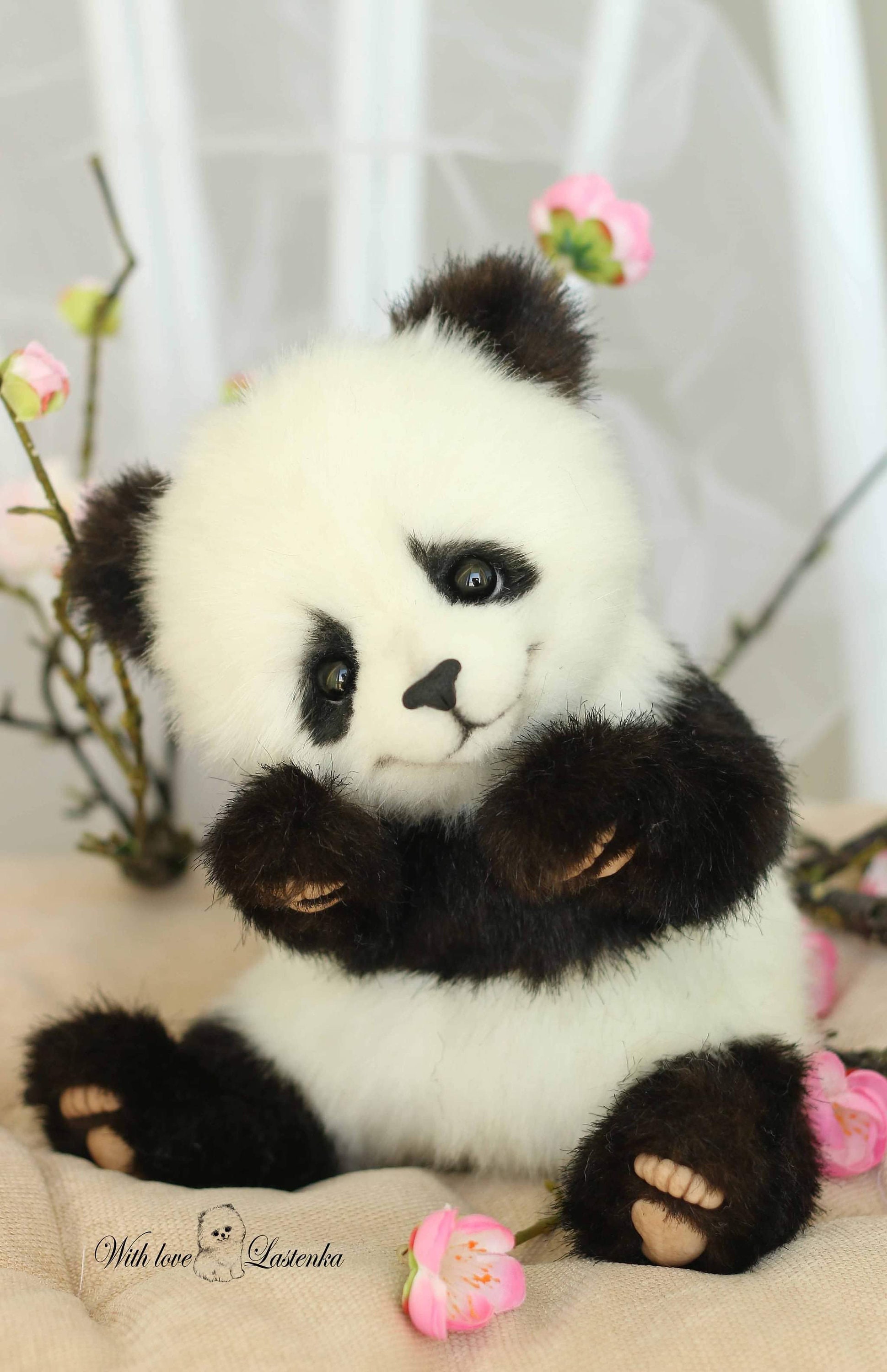 手作りパンダのぬいぐるみ：コレクター向けアーティストテディベア