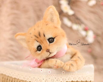 Realistic Plush Cat Toy: Handmade Faux Fur Collectible Kitty (Made To Order)