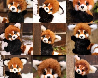 リアルなスタッフ付きレッサーパンダのおもちゃ OOAK コレクター向け