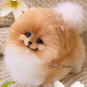 Pomeranian spitz puppy Candy  realistic Stuffed dog collectible Artist toy OOAK teddy dog Portrait pet spitz Made to order