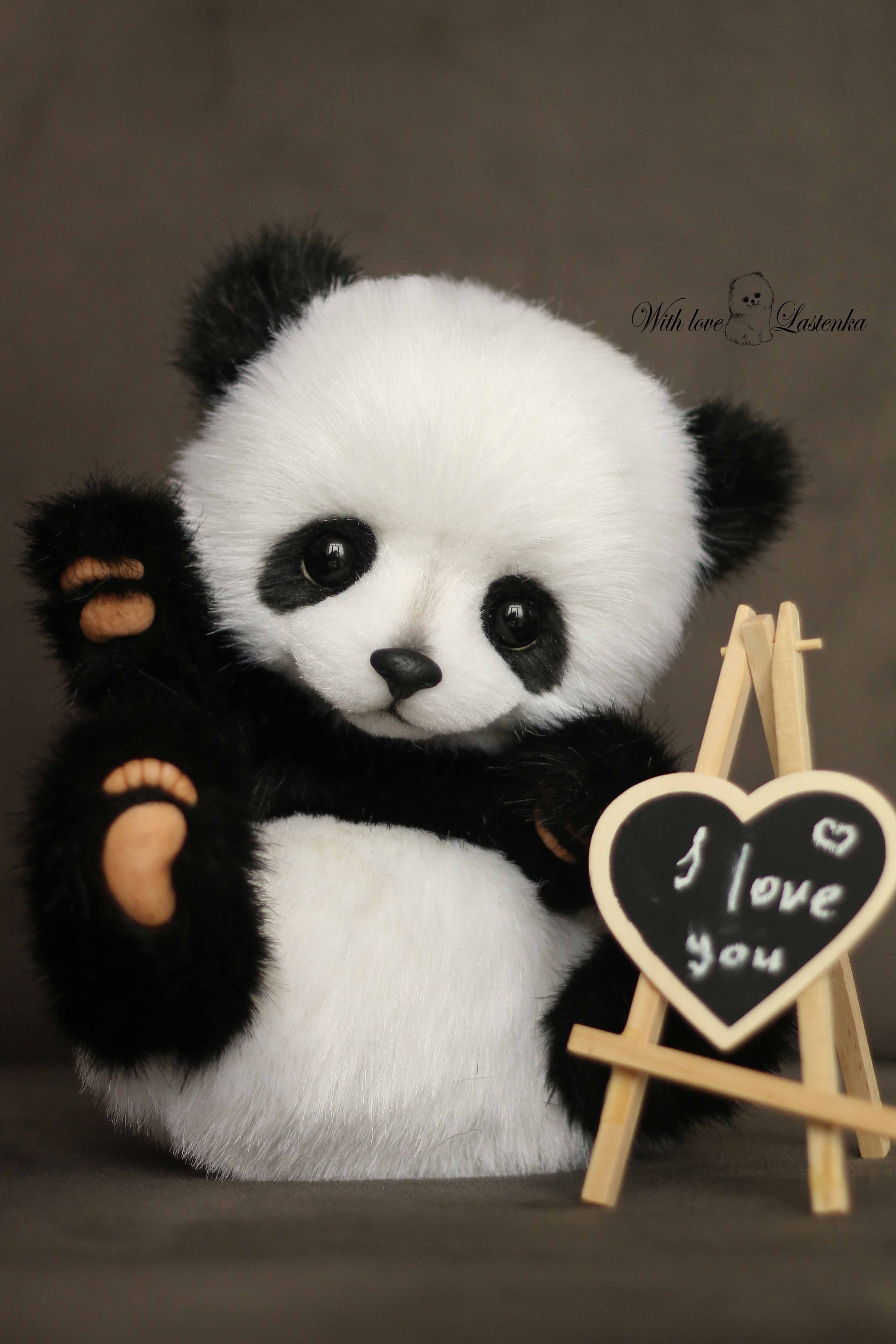 Panda Bear Cupid Handmade Plush Collectible Artist Stuffed