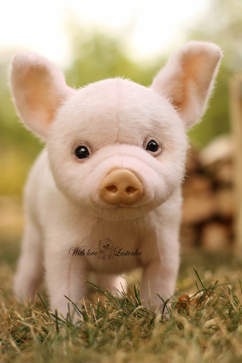 Realistic Piglet Pixel OOAK handmade artist pig. Stuffed pink Etsy