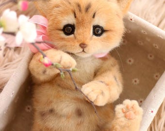 リアルなぬいぐるみ猫のおもちゃ：手作りフェイクファーコレクション猫