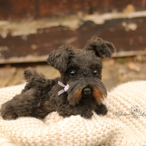 Puppy Schnauzer  Chili OOAK teddy dog handmade plush collectible toy  Portrait pet animal by photo dog (Made to order)