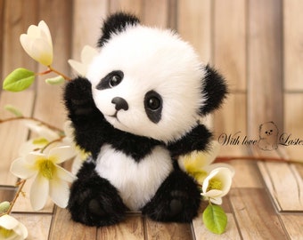 手作りのリアルなパンダのぬいぐるみ：コレクター向けのフェイクファー