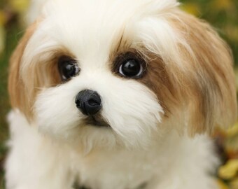 手作りシーズーぬいぐるみ：リアルなコレクター向けテディ犬の肖像画