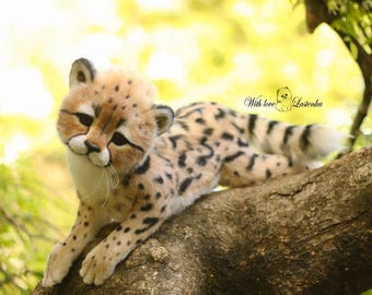 OOAK Handmade Cheetah Cub Art Doll: Realistic Collectible