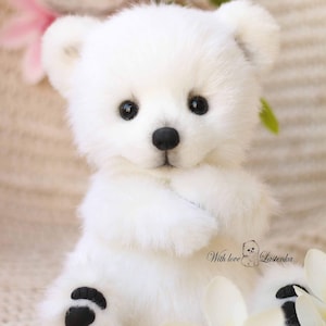Polar Bear Ice OOAK artist collectible stuffed teddy bear handmade (Made to order)