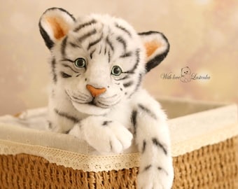 OOAK Handmade Tiger Cub Art Doll, Realistic Collectible Animal Toy