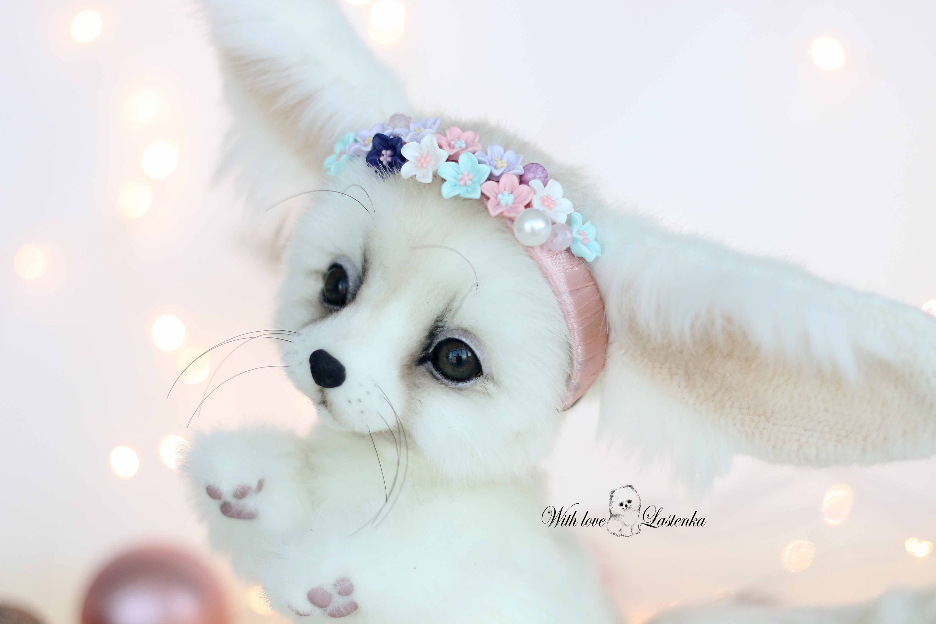 手作りフェネックギツネのぬいぐるみ：OOAKコレクタブルぬいぐるみ