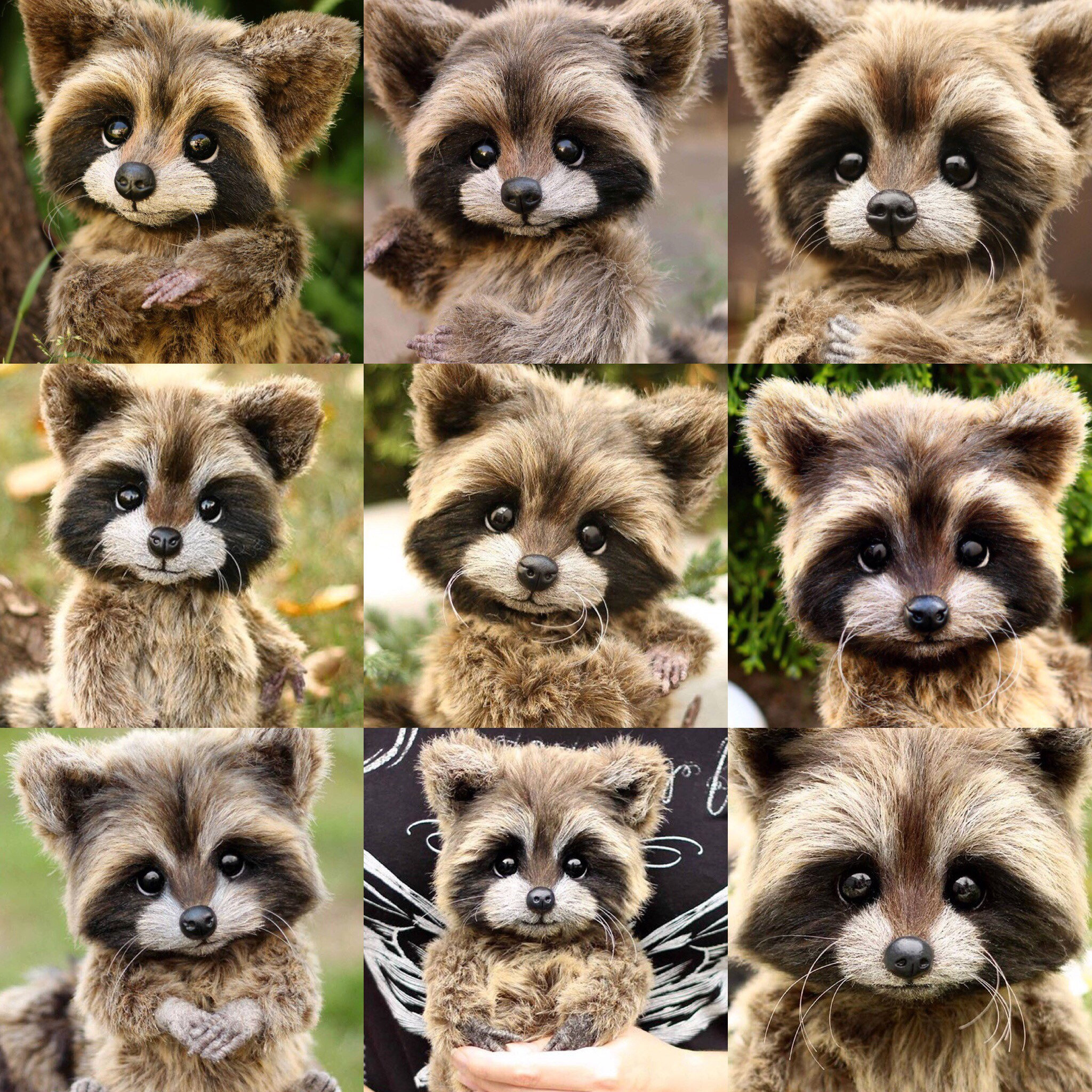 リアルなアライグマのテディベア：手作りのコレクター向けぬいぐるみ