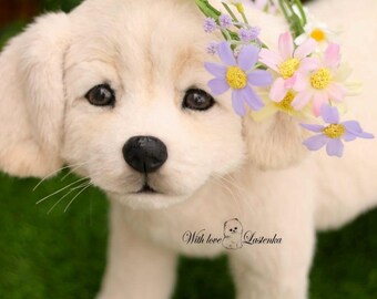 一点もののゴールデンレトリバーの子犬のぬいぐるみ：リアルなソフト