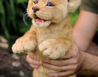 OOAKハンドメイドライオンの子アートドール：リアルなコレクター向け