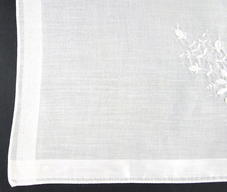 Handkerchief White on White Embroidered Floral