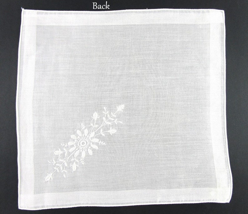 Handkerchief White on White Embroidered Floral