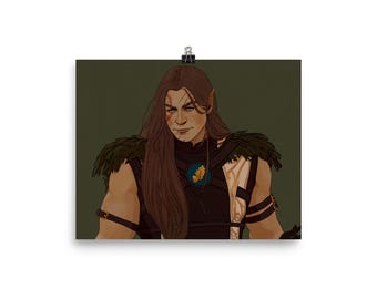 Impressão de Fan Art de Halsin de Baldur's Gate 3 | Impressão Digital de Retrato de Halsin com Cabelo Longo