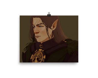 Impressão de Fan Art de Halsin para Baldur's Gate 3 | Impressão Digital de Retrato de Halsin, Arquidruida de Cabelo Longo